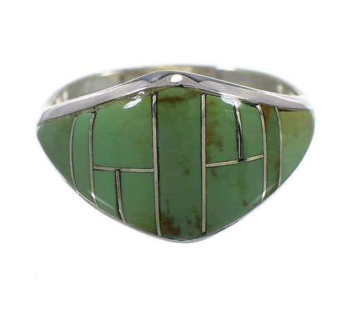 Southwest Turquoise Inlay Sterling Silver Ring Size 6-1/4 QX84098